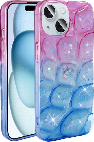 Apple Uyumlu iPhone 13 İle 3d Kabartmalı Simli Yumuşak Tam Koruma Telefon Kılıfı Kapak