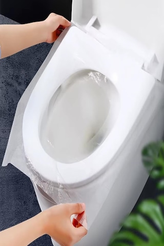 50 Adet Klozet Kapağı Kılıfı Hijyenik Seyahat Tek Kullanımlık Klozet Wc Örtüsü