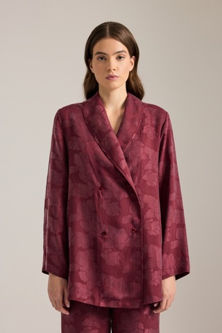 Aker Bordo Dokulu Kruvaze Kapama Pijama Üstü Bordo Bordo