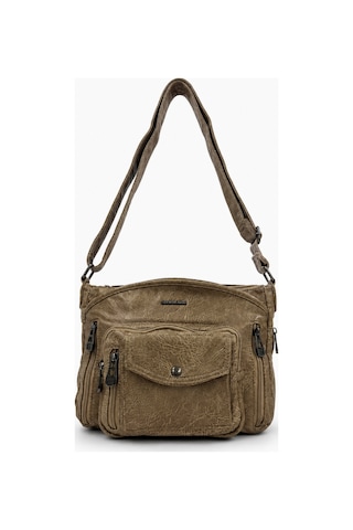Sanmorris Kadın Modern Tasarımlı Çok Bölmeli Omuz Çantası Beige