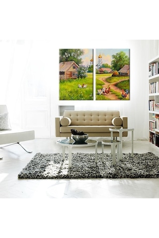 Köy Evi Kanvas Tablo 100x90cm