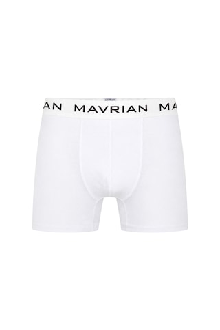 Mavrian Alabaster 3'lü Premium Kutulu Pamuklu Likralı Erkek Beyaz Boxer - Damat Bohçası Çeyiz Seti