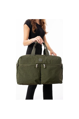 Seyehat Spor Çantası Kabin Boy Valiz 45 35 Cm Omuz Ve Çapraz Askılı Hafif Klinkır Çanta Su İtici Yeşil