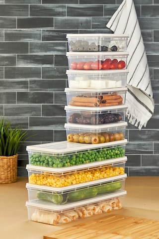 Multi Box 10 Parça 2 Farklı Boy Saklama Kabı Seti - Dondurucu & Mikrodalga Uyumlu Krem