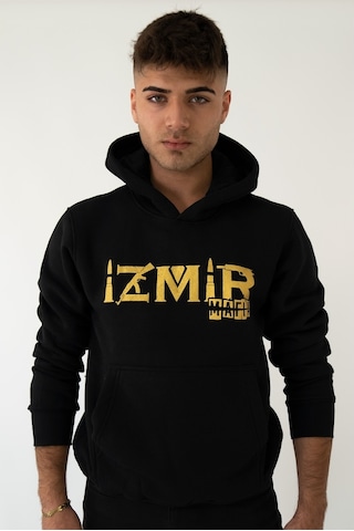 Izmir Mafıa Kapşonlu Siyah Unisex Sweatshirt Hoodie Polar Siyah