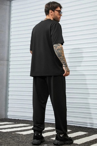Uyguntarz Unisex 2'li Whatever Baskılı Eşofman Takımı Siyah2