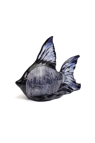 Dekoratif Ocean Art Siyah Balık Heykeli 23 Cm