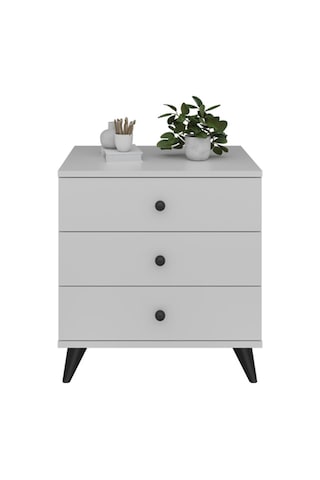 Simple Komodin 3 Çekmeceli 60x44x64 Beyaz Beyaz