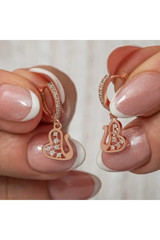 Gümüş Sallantılı Rose Kuğu Kadın Küpe Çok Renkli