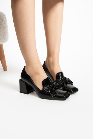 Paris Shoes Paris Siyah Lazer Desenli Topuklu Ayakkabı-siyah Siyah