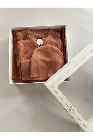 Key Kids Jakarlı Kiremit Organik Modal 5'li Hastane Çıkışı Seti Newborn 0- Çok Renkli