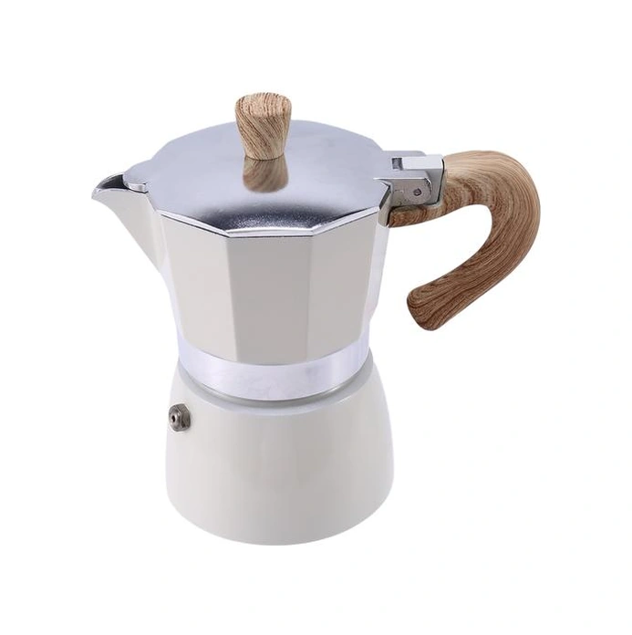 Latte Mocha Kahve Makinesi İtalyan Moka Espresso Pot Stopetop Kahve Makinesi Beyaz Kahve Tencereler