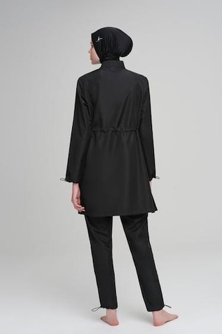 Haşema 6026 Siyah Dokuma 5 Parça Tesettür Mayo Takımı Çok Renkli