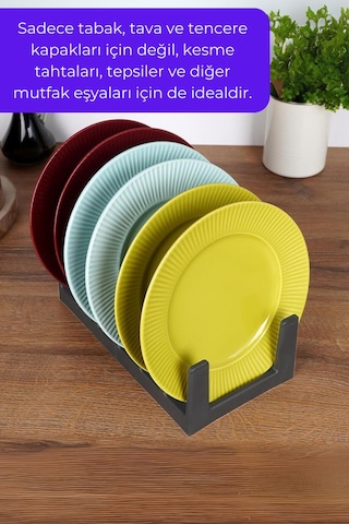 1 Adet 6 Bölmeli Tencere Tava Kapağı Ve Tabak Düzenleyici Tabaklık-çekmece Dolap Içi Düzenleyici Pla Diğer