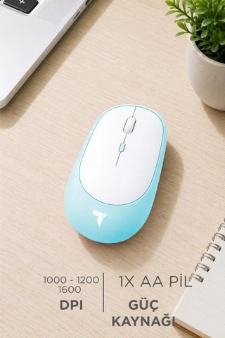Delux Serisi Cihaz Seyahat Telefon Mouse Çift Modlu Sessiz Kablosuz Fare Tm16 Mavi