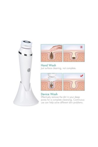 4 In 1 Yüz Temizleme Fırça Sonic Yüz Temizleme Aracı Peeling Yüz Fırça Yüz Spa Kiti Cilt Güzellik Makinesi Tabanlı Powered Yüz Temizleme Cihazları Ieu814 Beyaz