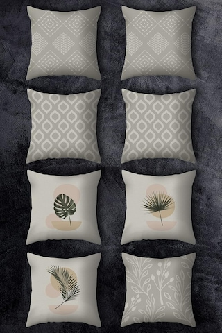 Çift Tarafı Baskılı 43x43 Kırlent Kılıfı 8'li Set Kombini Çok Renkli