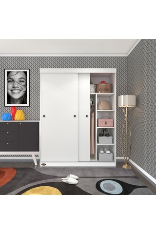 Kenzlife Gardırop Sürgülü Kapaklı Kapılı 140 Papatya Byz Gardolap Dolap