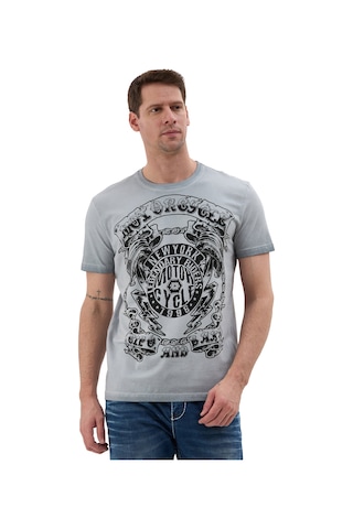 Cipo & Baxx Erkek Bisiklet Yaka Günlük Rahat Kesim T-shirt Ct838 Gre