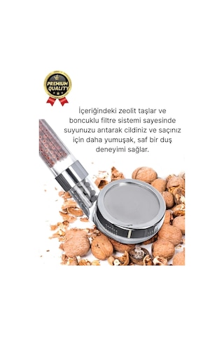 Özel Üretim Zeolid Taşlı Yüksek Emisyon Güçlü Su Tasarruflu Tazyikli Kireç Önleyici Duş Başlığı Çok Renkli