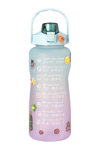 Novahub Zaman Ölçekli Motivasyonlu Su Şişesi Bpa-free 2000 Ml Mavi Mor, Renkli 615