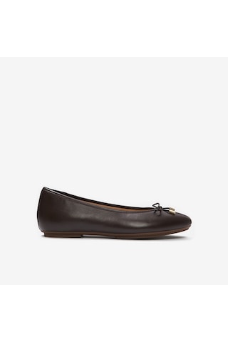 167 Chocolate Brown Babet Kadın Diğer Hx8-001/167 Fitflop Delıcato Bow Soft Leather Ballet Flats Kahverengi