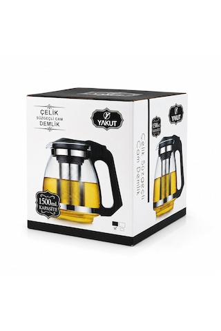 Çelik Süzgeçli Cam Demlik 1500ml 5639 1