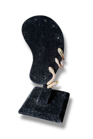 Üçlü Taşlı Yılan Görünümlü Çelik Küpe