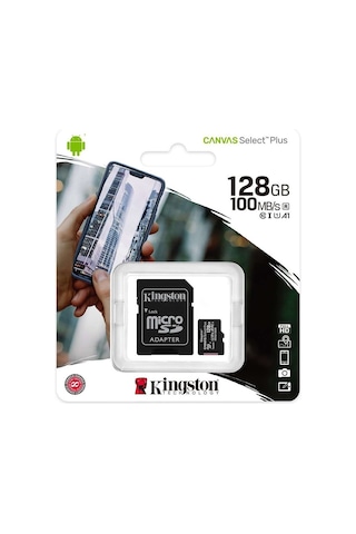 Kingston Canvas Select Plus SDCS2/128GB 128 GB MicroSDXC Class 10 UHS-I Hafıza Kartı + Adaptör