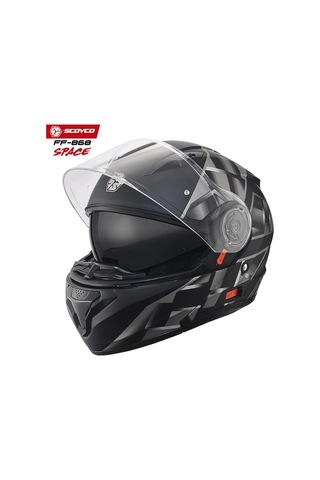 Scoyco FF-868 Azrael Güneş Vizörlü Çene Açılır Kask Gri - Mat Siyah