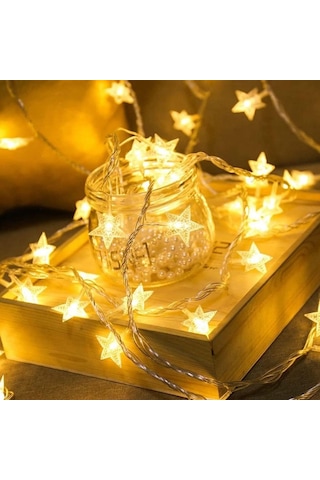 Buffer 20 Adet Mini Yıldız Led 5 Metre Günışığı Rengi Dekoratif Led Gün Işığı