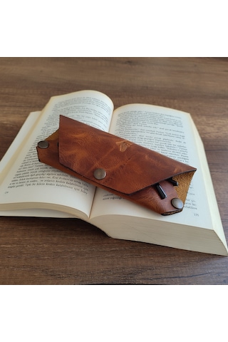 Sumerian Leather Craft Deri Gözlük Kılıfı Cat Sarısı