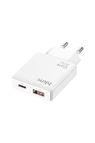 Lexroo Extra Slım Gan 20w Usb-a Ve Type-c Çift Portlu Hızlı Şarj Aleti, Ultra İnce Güç Adaptörü Standart