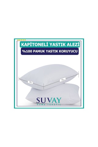 Suvay Kapitone Pamuklu Fermuarlı Yastık Koruyucu Yastık Alezi