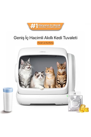 Ubpet C41 Akıllı Otomatik Kedi Tuvaleti, 106l Geniş Hacim, Mobil Uygulama, Otomatik Temizleme, Ağırlık Sensörü, 38db Sessiz Motor, Koku Hediyeli