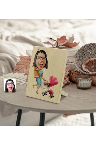 Kişiye Özel Ev Hanımı Anne Karikatürlü Dekoratif Ahşap Çerçeve Mo (539592985)