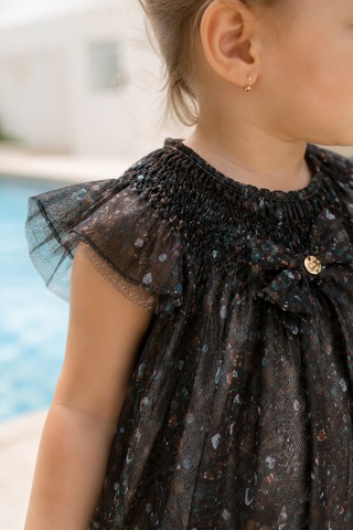 Babyhola Kız Bebek Çocuk Tül Etekli Bayramlık Elbise 13630 Siyah