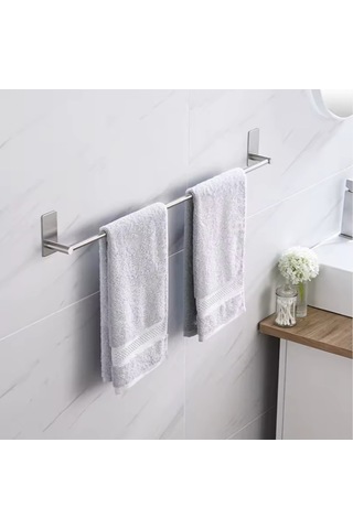 Havluluk Dik Rozetli 52cm Yapışkanlı Paslanmaz Çelik Krom Rengi Krom