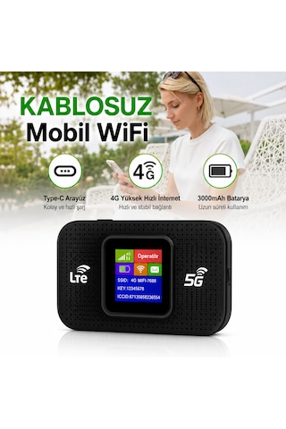 300 Mbps 4g Lte Mobil Wifi Modem Taşınabilir Hotspot 3000mah Bataryalı Type-c Şarjlı