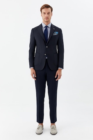Sabri Özel Erkek Siyah Slim Fit Mono Yaka 6 Drop Yün Karışımlı Astarsız Ceket