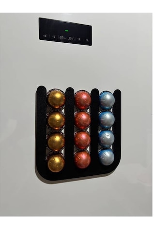 İhtiyacın3d Nespresso Vertuo Kapsül Düzenleyici Mıknatıslı 12 Li Kahve Kapsül Standı 24x24 Cm Siyah