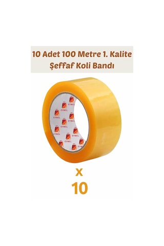 10 Adet 100 Metre Hotmelt Koli Bandı 1. Kalite Şeffaf Renkli, Güçlü Yapışkan, Kağıda Yapışır 10
