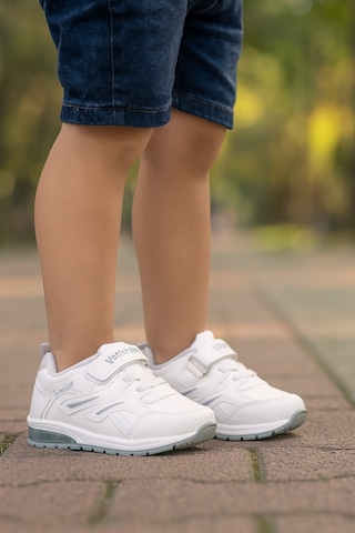 Unisex Çocuk Cırtlı Bağcıklı Sneaker Günlük Spor Ayakkabı Beyaz