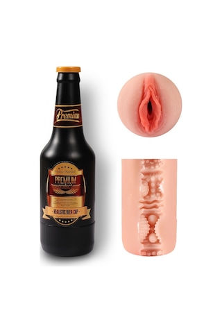 Hızlı Express Shequ Beer Bottle 24 Cm Titreşimli Realistik Yapay Vajina Masturbatör
