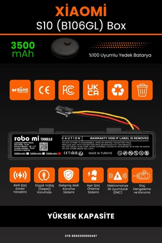Xiaomi Robot Vacuum S10 B106gl Uyumlu 3500mah Box Robot Süpürge Bataryası - Yüksek Kapasite