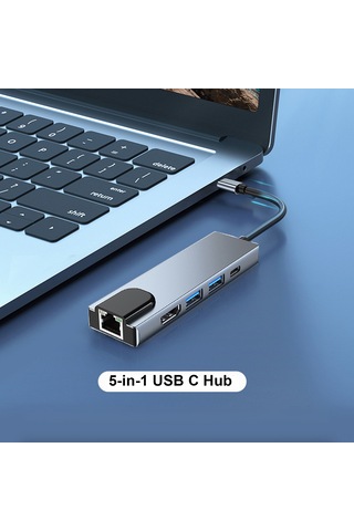 Lemestar "5'li Usb C Hub: 4k Hdmı, Hızlı Şarj, Ethernet Ve Usb Portları İle Tüm İhtiyaçlarınız İçin "