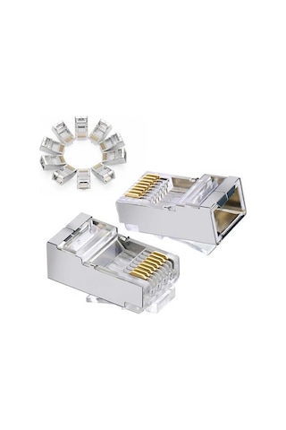 100 Adet - Cat5 Cat6 Metal Konnektör Jack 8p8c Rj45 Ağ Bağlantı Konnektörü