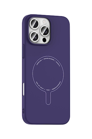 Maks Technology iPhone Uyumlu 16 Pro Max Kılıf M-safe Şarj Özellikli Kamera Korumalı Mkst Elio Sert Pc Kapak - Derin Mor