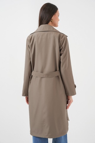 5918 Kruvaze Yaka Trençkot - D.haki haki