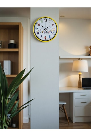Büro Ev Ofis Duvar Saati İçin 36cm Sarı Çocuk Odası Mekanizma Diğer 22714386